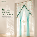 🌸 Extra-Wide Embroidered Beaded Doorway Curtain – Romantic Sheer Tie-Back Divider
