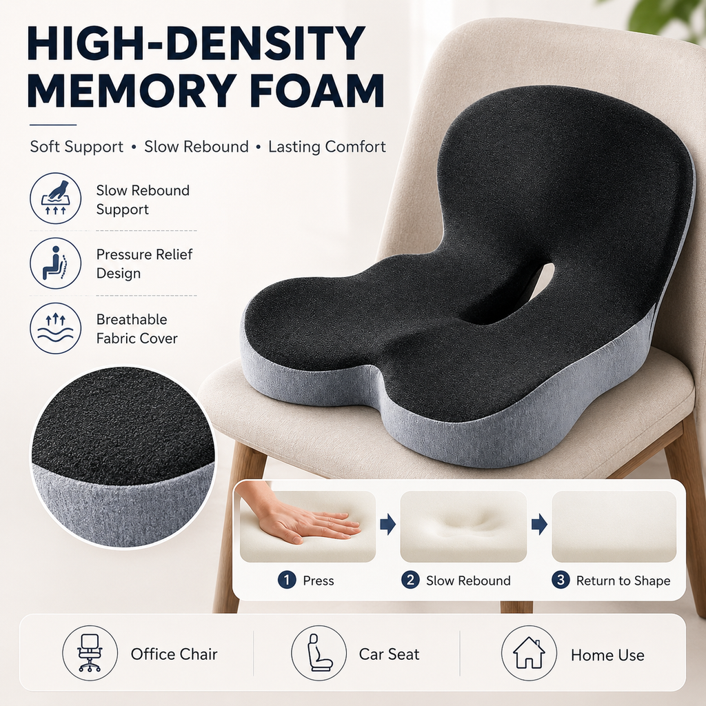 🔥Free Shipping | Sitting All Day? This Cushion Helps Relieve Back & Tailbone Pressure Instantly