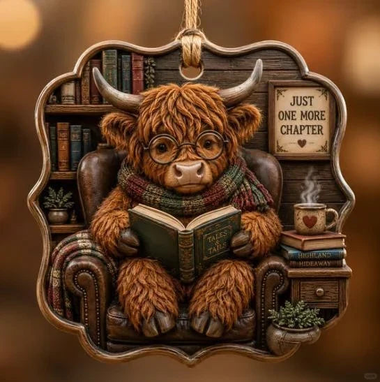 Cozy Reading Animal Hanging Ornament – Whimsical Woodland Book Lover Decoration
