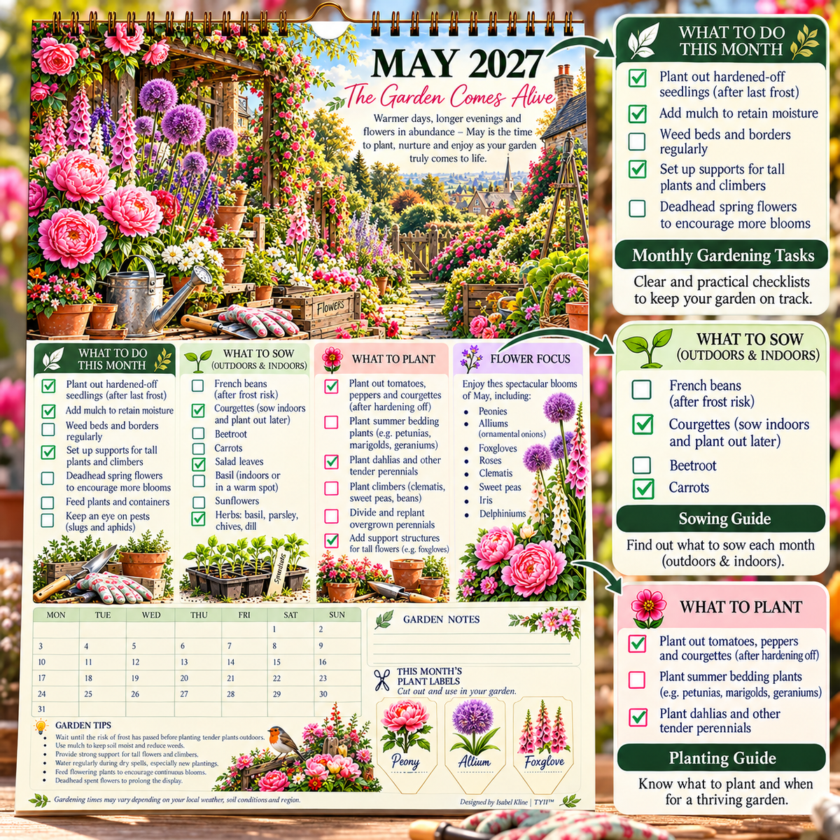2027 Four Seasons Gardening Calendar & Monthly Planner