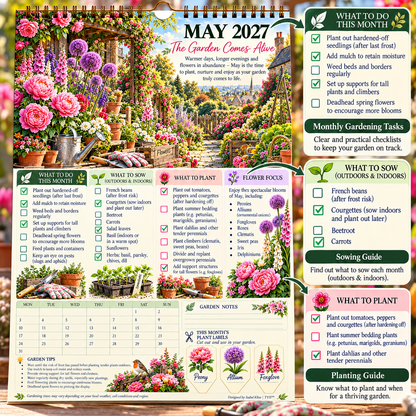 2027 Four Seasons Gardening Calendar & Monthly Planner