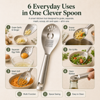 🥄 All-in-One Stainless Steel Kitchen Spoon | Grate, Strain, Mash & More