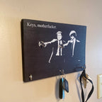 Cinematic "Where Are Your Keys?" Wall Key Holder, Wood Mounted Wall Art