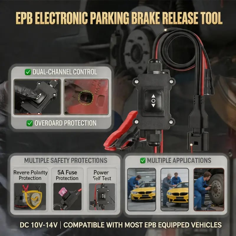 🔥Universal EPB Emergency Release Tool – 40A Fuse & Dual-Channel Forward/Reverse Control for Electronic Parking Brake