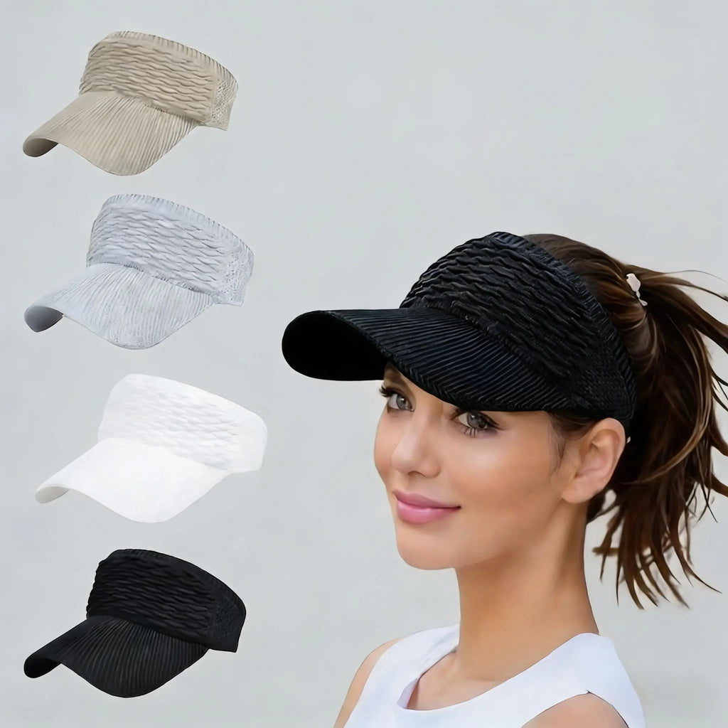 2-Pack Women’s Open-Top Breathable UV-Protection High-Ponytail Sun Visor