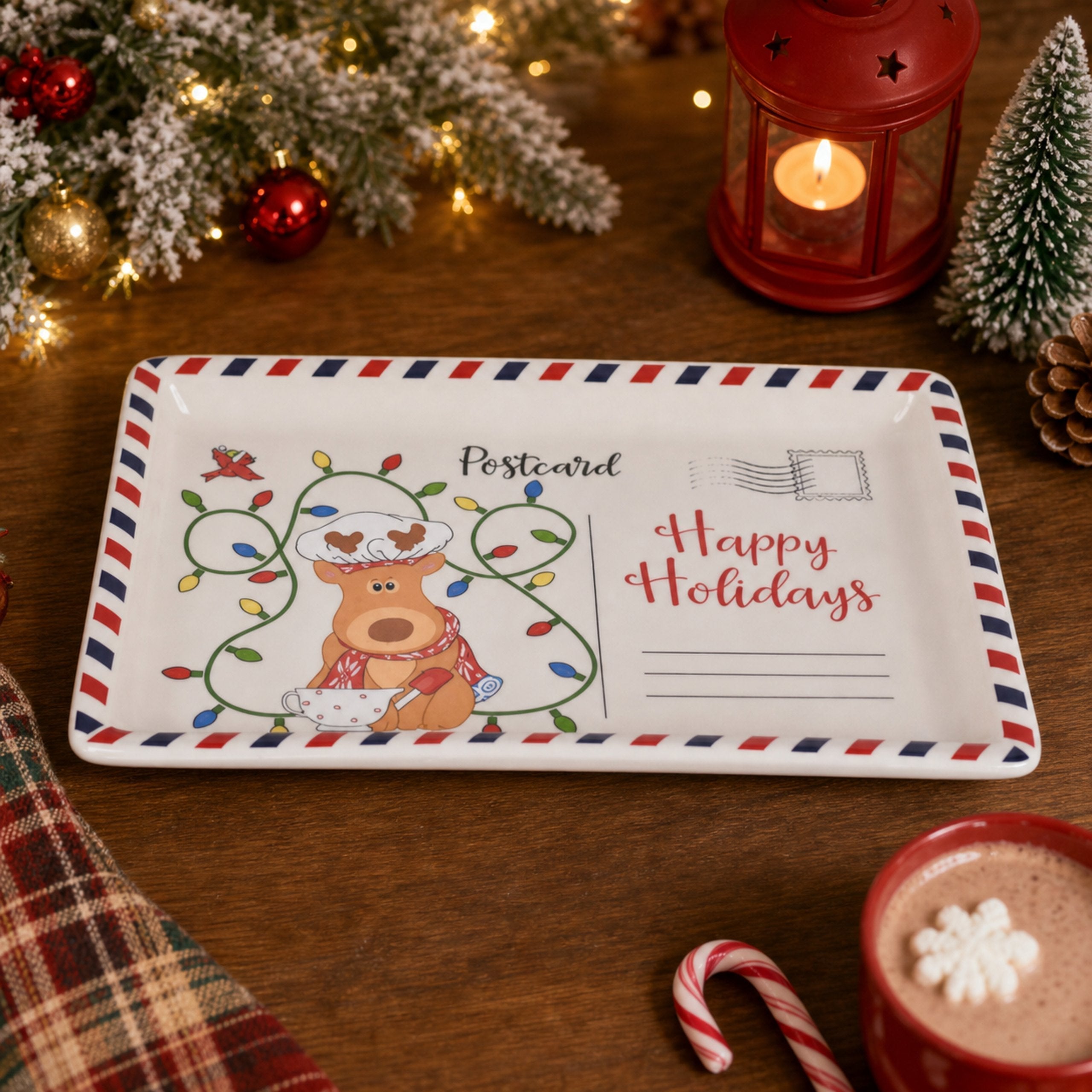 🎄Vintage Christmas Postcard Platter | Write Custom Holiday Messages, Serve Cookies & Festive Treats🎅🍪