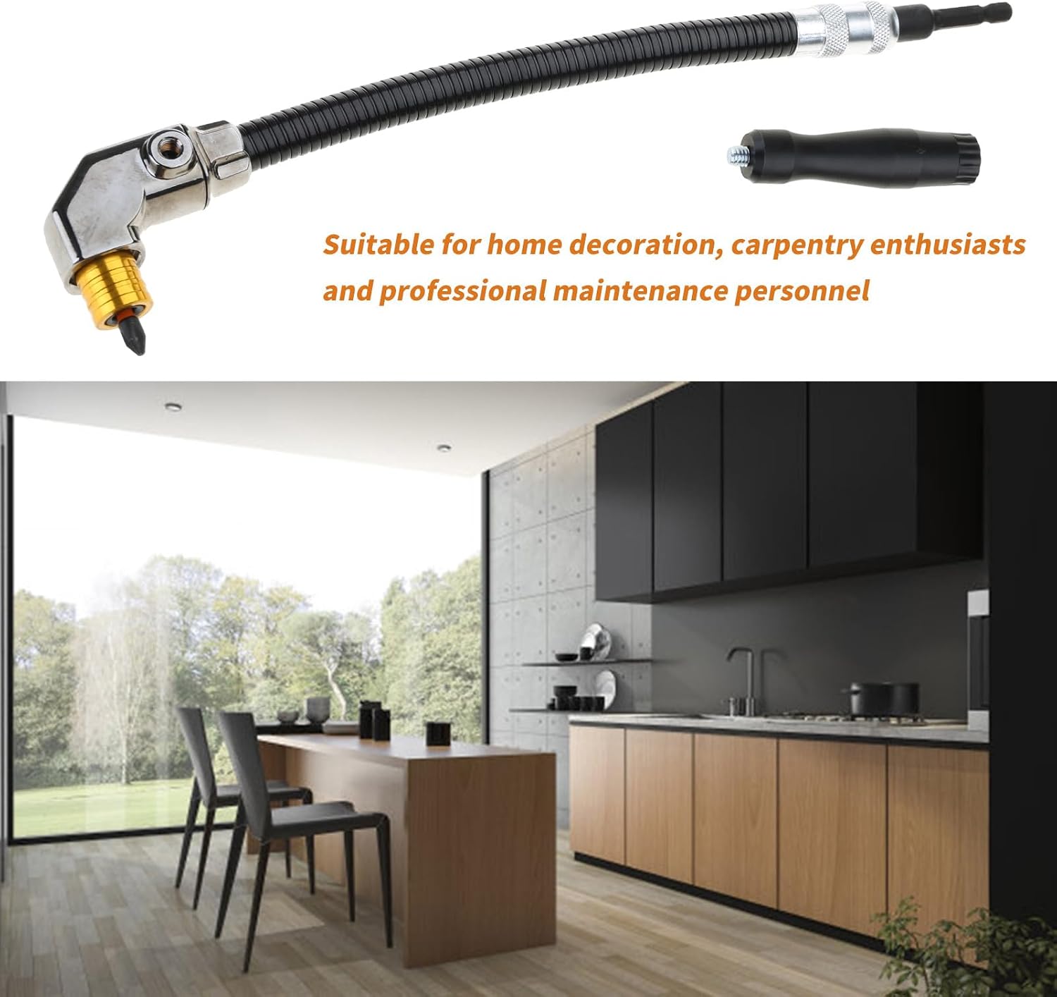 🔧 Flexible 90‐Degree Right‐Angle Drill Attachment with Long Flexible Shaft