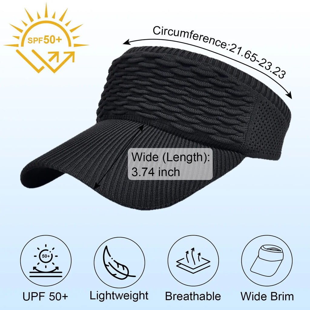 2-Pack Women’s Open-Top Breathable UV-Protection High-Ponytail Sun Visor