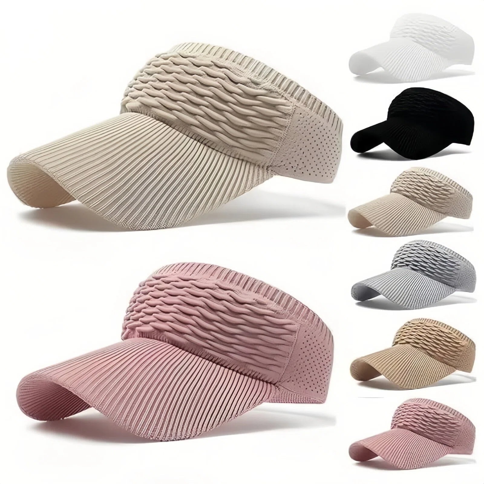 2-Pack Women’s Open-Top Breathable UV-Protection High-Ponytail Sun Visor