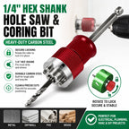 Heavy-Duty 1/4" Hex Shank Hole Saw & Coring Bit