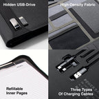 Professional Leather Business Padfolio with 8000mAh Power Bank
