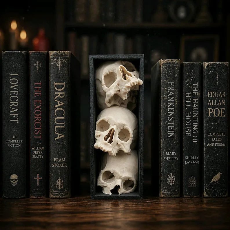 💀Pile of Skulls Book Nook📚Turn an Empty Shelf Into a Dark Masterpiece
