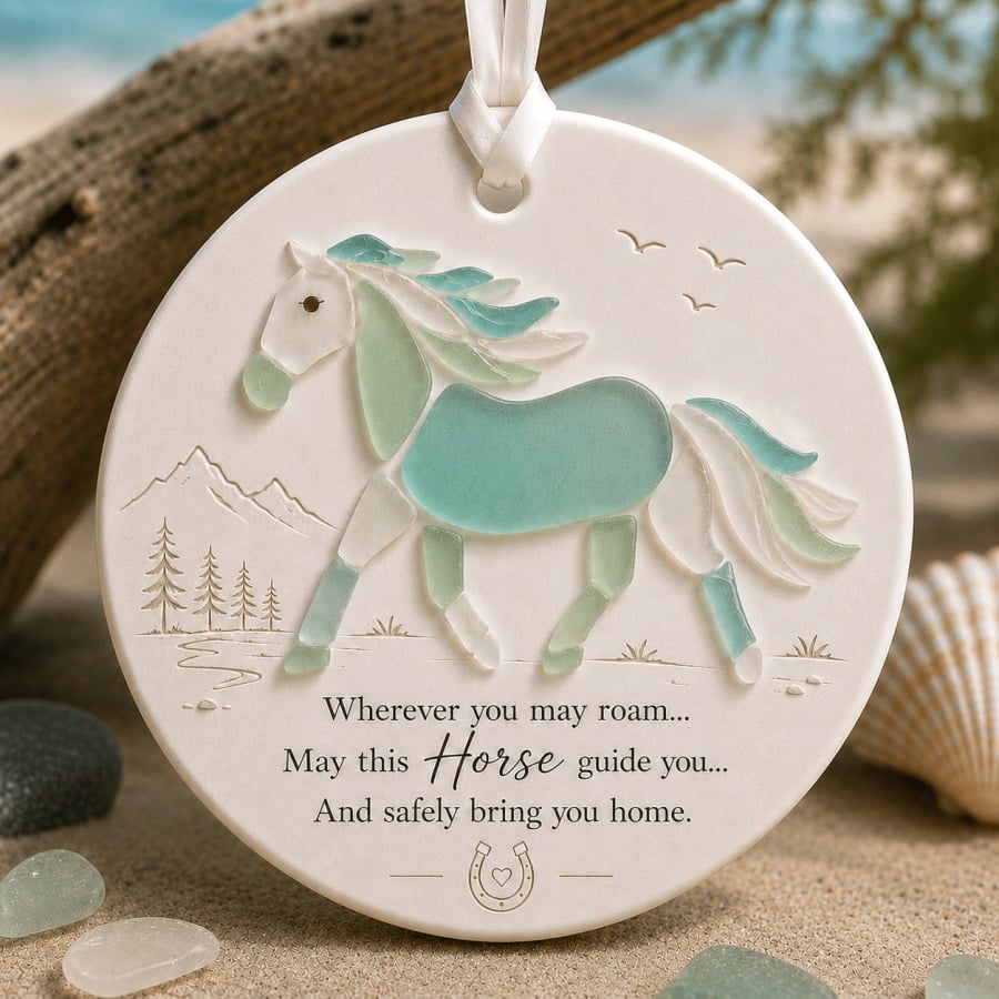 🐎Travel Horse Sea Glass Ornament✨Shaped by Nature & Crafted by Hand!