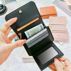 Elegant and Minimalist Women's Slim Short Wallet – with card slots, a bill compartment, and an ID window