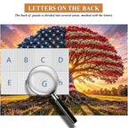 Liberty Root Oak Jigsaw Puzzle 1000 Piece – Patriotic Flag Tree Design