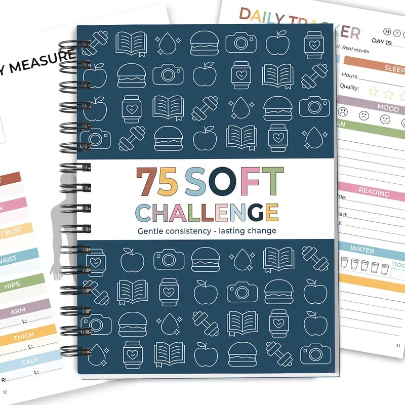 📗75 Soft Challenge Journal For Women | The Gentle Habit Tracker That Helps You Finish What You Start