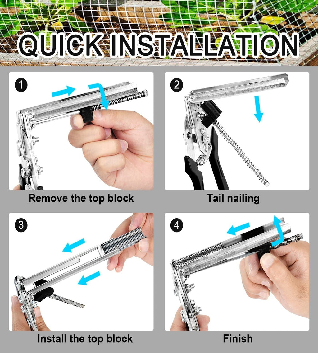 M Type Hog Ring Pliers Kit – Semi-Automatic Spring-Loaded High-Efficiency Cage & Fence Repair Tool