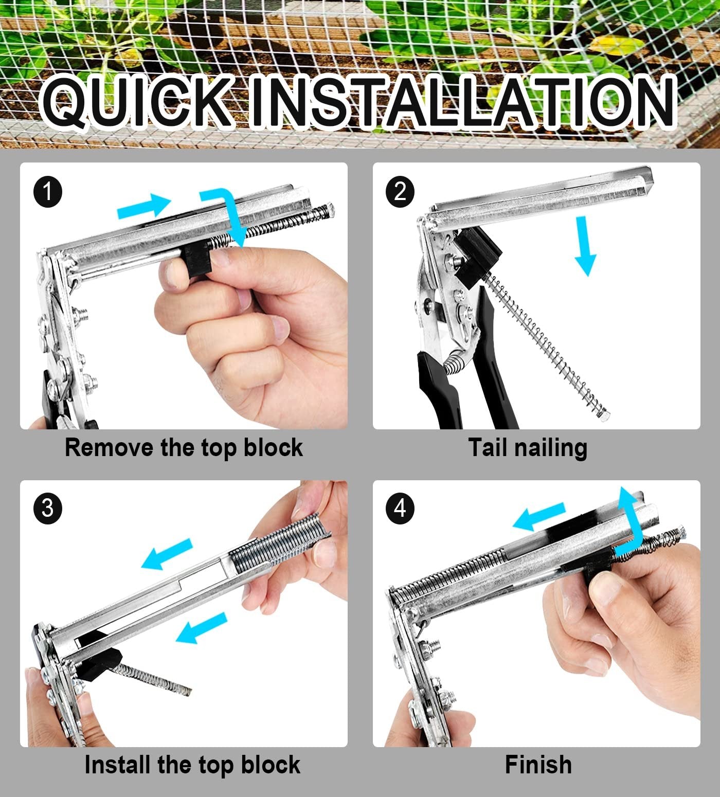 M Type Hog Ring Pliers Kit – Semi-Automatic Spring-Loaded High-Efficiency Cage & Fence Repair Tool