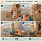 🌊 DIY Sea Glass Lighthouse Kit – Light-Up Coastal Craft & Handmade Home Decor