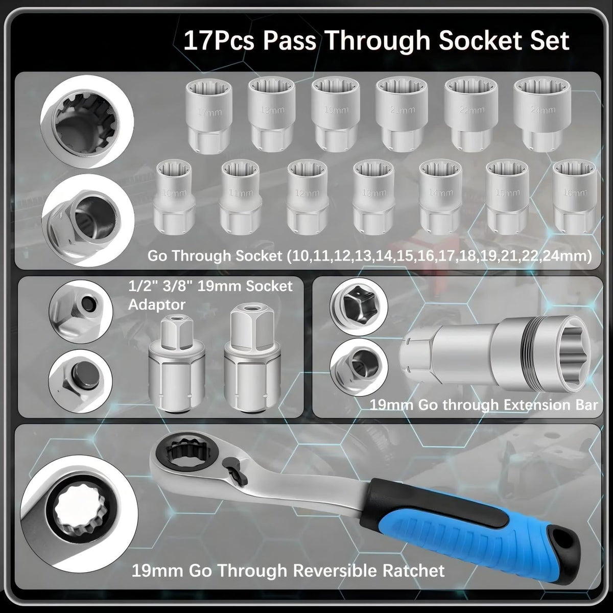 17-Piece Pass-Through Socket Set 🔧