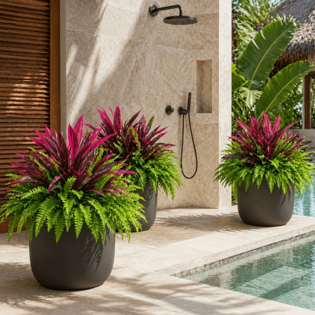 💥Summer Special🔥 UV-Resistant Artificial Fern & Red Dracaena Decorative Plants – Full, Lush & Fade-Resistant!