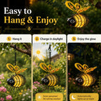 🌙🍃🪴Hanging Solar Bee Light – Warm Amber Glow, Flicker-Free, Perfect for Garden Parties, Camping, or Kids’ Rooms – Spread Joy Day and Night 🌞🌜