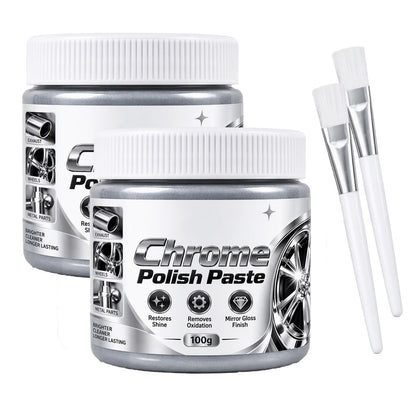Metal Chrome Polish & Restorer Paste with Brush – 100g Metal Cleaner for Automotive & Household Use