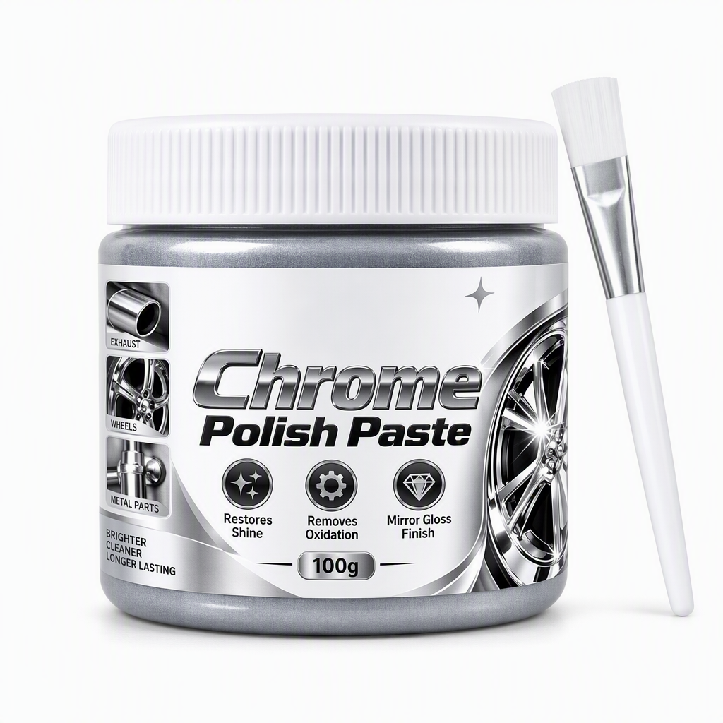 Metal Chrome Polish & Restorer Paste with Brush – 100g Metal Cleaner for Automotive & Household Use